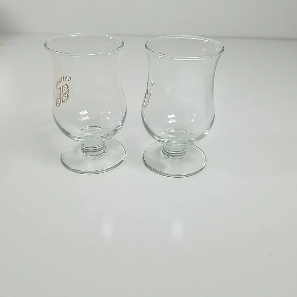 Vintage 2 Baileys Coffee On The Rocks Stemmed Glasses Shot Glasses Gold Script
